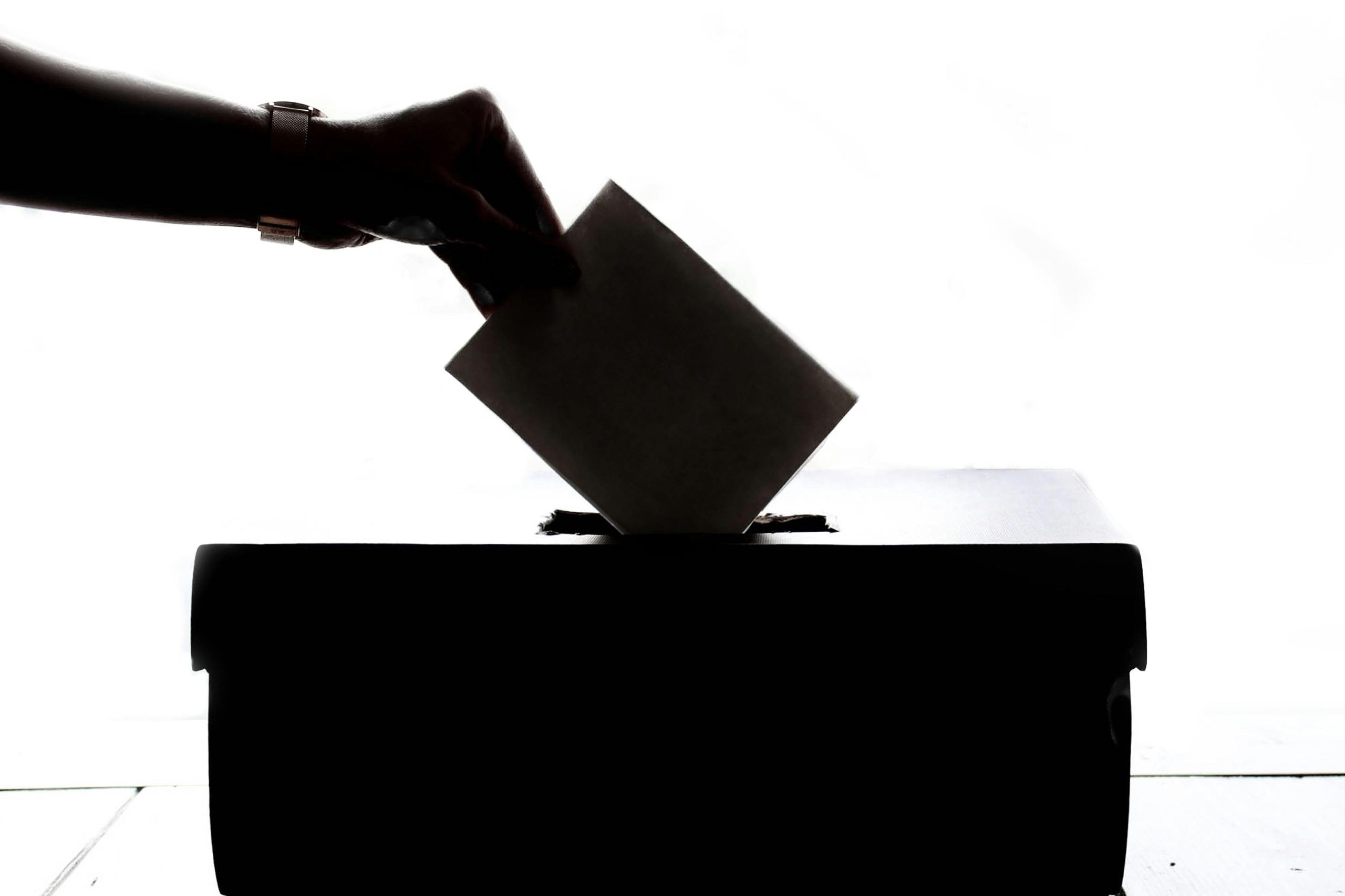 An icon of a person casting a vote, symbolizing the concept of rethinking elections in Kenya through the lens of a US-style swing county model.