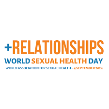 Abstract design featuring symbols related to sexual health, like hearts, medical icons, and a globe, highlighting global awareness for World Sexual Health Day